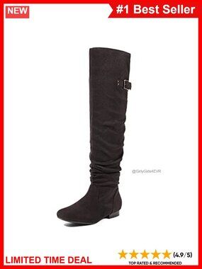 Women's Over The Knee Faux Suede Slouch Boots Flat Lace-Up